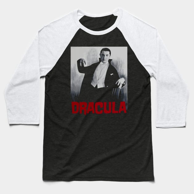 Dracula Vintage Poster Design Baseball T-Shirt by Nerd_art